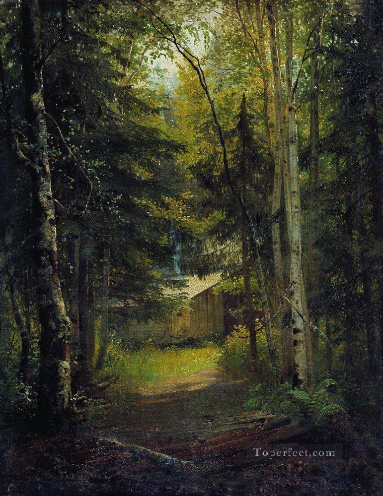 hut in the the forest classical landscape Ivan Ivanovich Oil Paintings